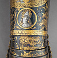 Gauntlet, Steel, silver, gold, brass, leather, German