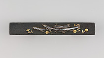 Knife Handle (Kozuka), Kyokuryuken Tadayuki (Japanese), Copper-gold alloy (shakudō), silver, gold, copper-silver alloy (shibuichi), Japanese