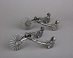 Pair of Rowel Spurs, Iron alloy, copper alloy, Mexican