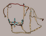 Bridle, Mane piece and Breast collar, Leather, silver, turquoise, carnelian, enamel, textile, Uzbek, Kokand Khanate
