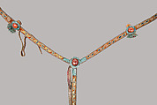 Bridle, Mane piece and Breast collar, Leather, silver, turquoise, carnelian, enamel, textile, Uzbek, Kokand Khanate