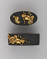 Sword-Hilt Collar and Pommel (Fuchigashira), Copper-gold alloy (shakudō), gold, Japanese