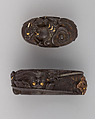 Sword-Hilt Collar and Pommel (Fuchigashira), Iron, gold, Japanese
