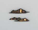 Pair of Sword-Grip Ornaments (Menuki), Copper-gold alloy (shakudō), gold, Japanese