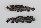 Pair of Sword-Grip Ornaments (Menuki), Iron, copper-silver alloy (shibuichi), gold, Japanese