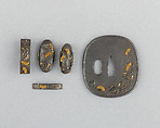 Set of Sword Fittings (Mitokoromono), Inscribed by Ginshōtei Tōmei (Japanese, 1817–1870), Iron, gold, copper-silver alloy (shibuichi), Japanese