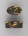 Sword-Hilt Collar and Pommel (Fuchigashira), Copper-silver alloy (shibuichi), gold, copper-gold alloy (shakudō), copper, Japanese