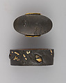 Sword-Hilt Collar and Pommel (Fuchigashira), Copper-silver alloy (shibuichi), gold, silver, copper-gold alloy (shakudō), Japanese