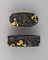Sword-Hilt Collar and Pommel (Fuchigashira), Copper-gold alloy (shakudō), gold, silver, Japanese