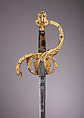Rapier of Prince-Elector Christian II of Saxony (1583–1611), Hilt by Israel Schuech (German, Dresden, active ca. 1590–1610), Steel, bronze, gold, enamel, paste jewels, cameos, pearls, wood, hilt, German, Dresden; blade, Spanish, Toledo