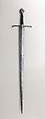 Knightly Sword, Steel, silver, gold, enamel, wood, leather, probably French