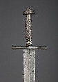 Sword (Kaskara), Steel, silver, wood, hilt, Sudanese; blade, European