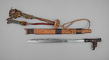 Sword (Mandu, Parang Ihlang), Steel, wood, rattan, textile, beads, gutta-percha, Dyak
