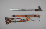 Sword (Mandu, Parang Ihlang), Steel, wood, rattan, textile, beads, gutta-percha, Dyak