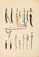 Copies After the "Inventario Illuminado", the Pictorial Inventory of Arms and Armor of Emperor Charles V., Pencil, black ink, watercolor, paper, possibly British