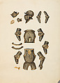 Copies After the "Inventario Illuminado", the Pictorial Inventory of Arms and Armor of Emperor Charles V., Pencil, black ink, watercolor, paper, possibly British