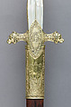 Hunting Sword of Prince Camillo Borghese (1775–1832), François Pirmet (French, Paris, recorded 1779–1818), Silver-gilt, steel, leather, mother-of-pearl, French, Paris