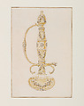 Design for the Hilt of a Small-Sword, Luigi Valadier  Italian, Pen, ink, wash, graphite, vellum, Italian, Rome