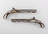 Pair of Flintlock Pistols, Samuel Brunn (English, London, recorded 1795–1820), Steel, wood (walnut, rosewood), silver, gold, British, London