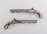 Pair of Flintlock Pistols, Samuel Brunn (English, London, recorded 1795–1820), Steel, wood (walnut, rosewood), silver, gold, British, London