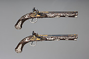 Pair of Flintlock Pistols, Samuel Brunn (English, London, recorded 1795–1820), Steel, wood (walnut, rosewood), silver, gold, British, London