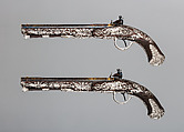 Pair of Flintlock Pistols, Samuel Brunn (English, London, recorded 1795–1820), Steel, wood (walnut, rosewood), silver, gold, British, London