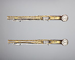 Pair of Flintlock Box-Lock Pistols with Bayonets, Steel, wood (walnut), silver, brass, British, Birmingham, and Spanish