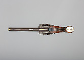 Over-and-Under Flintlock Pistol, George Sturman (British, London, recorded 1827–70), Steel, wood (walnut), platinum, brass, British, London
