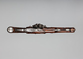Flintlock Pistol with Inverted Lock, Joseph Egg (British (born France), Huningue 1775–1837 London), Steel, wood (walnut, rosewood), horn, British, London