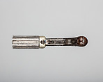 Six-Barreled Pepperbox Disk Primer Pistol with Case and Accessories, Joseph Rock Cooper (British, Birmingham 1814–1882 Warwickshire), pistol: steel, silver, wood (walnut); case: wood (mahogany), brass, textile; powder flask: copper, gold, brass, steel; ram rod: brass, steel; bullet mold: steel; cylinder container: tin (?), lacquer, British, Birmingham