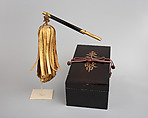 Signaling Baton (<i>Saihai</i>) and Storage Box, Wood, gold, lacquer, paper, leather, silver, silk, Japanese