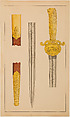 Designs for the Ornament of Swords and Firearms, Workshop of Louis-François Devisme (French, Paris, active 1833–1886), Leather, paper, pencil, ink, colored wash, French, Paris