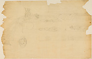 Designs for the Ornament of Swords and Firearms, Workshop of Louis-François Devisme (French, Paris, active 1833–1886), Leather, paper, pencil, ink, colored wash, French, Paris