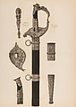 Designs for the Ornament of Swords and Firearms, Workshop of Louis-François Devisme (French, Paris, active 1833–1886), Leather, paper, pencil, ink, colored wash, French, Paris