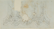 Two Designs for the Decoration of Barrel Tang Surrounds of a Firearm, Nicolas Noël Boutet  French, Pencil, ink, gray wash on paper, French, Versailles
