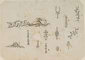 Thirteen Designs for the Decoration of Firearms, Nicolas Noël Boutet  French, Pencil, ink, gray wash on paper, French, Versailles