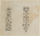 Two Designs for the Decoration of Firearms, Nicolas Noël Boutet  French, Pencil, ink, gray wash on paper, French, Versailles