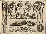 Engraving of Firearms Ornament, Claude Simonin French, Ink on paper, French