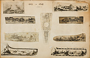 Album of Firearms Ornament Containing Approximately Five Hundred and Forty Inked Impressions of Engraved Firearms Locks and Mounts, and Forty-Two Original Pen and Ink Designs on Forty Double-Sided Leaves, Ink on paper, Belgian and French
