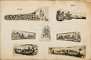 Album of Firearms Ornament Containing Approximately Five Hundred and Forty Inked Impressions of Engraved Firearms Locks and Mounts, and Forty-Two Original Pen and Ink Designs on Forty Double-Sided Leaves, Ink on paper, Belgian and French