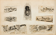Album of Firearms Ornament Containing Approximately Five Hundred and Forty Inked Impressions of Engraved Firearms Locks and Mounts, and Forty-Two Original Pen and Ink Designs on Forty Double-Sided Leaves, Ink on paper, Belgian and French
