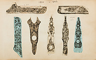 Album of Firearms Ornament Containing Approximately Five Hundred and Forty Inked Impressions of Engraved Firearms Locks and Mounts, and Forty-Two Original Pen and Ink Designs on Forty Double-Sided Leaves, Ink on paper, Belgian and French