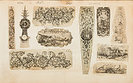 Album of Firearms Ornament Containing Approximately Five Hundred and Forty Inked Impressions of Engraved Firearms Locks and Mounts, and Forty-Two Original Pen and Ink Designs on Forty Double-Sided Leaves, Ink on paper, Belgian and French