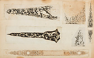 Album of Firearms Ornament Containing Approximately Five Hundred and Forty Inked Impressions of Engraved Firearms Locks and Mounts, and Forty-Two Original Pen and Ink Designs on Forty Double-Sided Leaves, Ink on paper, Belgian and French