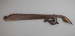 Sword (<i>Rudus</i>) and Scabbard, Muhammad Salih of Terumon (Malaysian, active Kampung Payang, ca. 1835), Steel, horn, gold, wood, Malaysian, Kampung Payang and Sumatran, Aceh