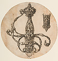 Design for a Rapier Hilt and Scabbard Chape, Pierre Woeiriot de Bouzey II French, Etching, engraving, French