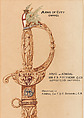 Designs for a Sword of Honor to be presented by the City of London to Admiral Sir Frederick Beauchamp Paget Seymour, 1st Baron Alcester (1821–1895), Pen and ink, brush and wash on paper, British, London