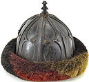 Sixteen-Plate Helmet, Iron, hair (yak), leather, Tibetan