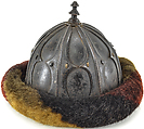 Sixteen-Plate Helmet, Iron, hair (yak), leather, Tibetan