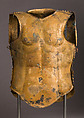 Helmet of the Italo-Chalcidian Type, Anatomical Cuirass, and Left Greave, Bronze, silver, Etruscan, probably Vulci